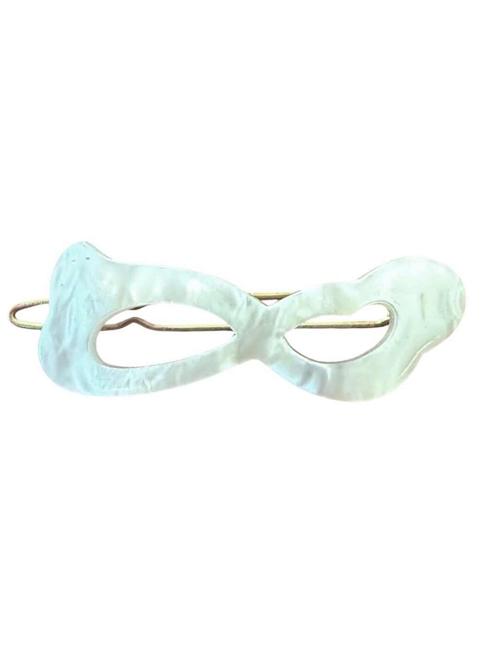 1970’s Pearly White French Hair Clip, Dainty and Whimsical Abstract Barrette